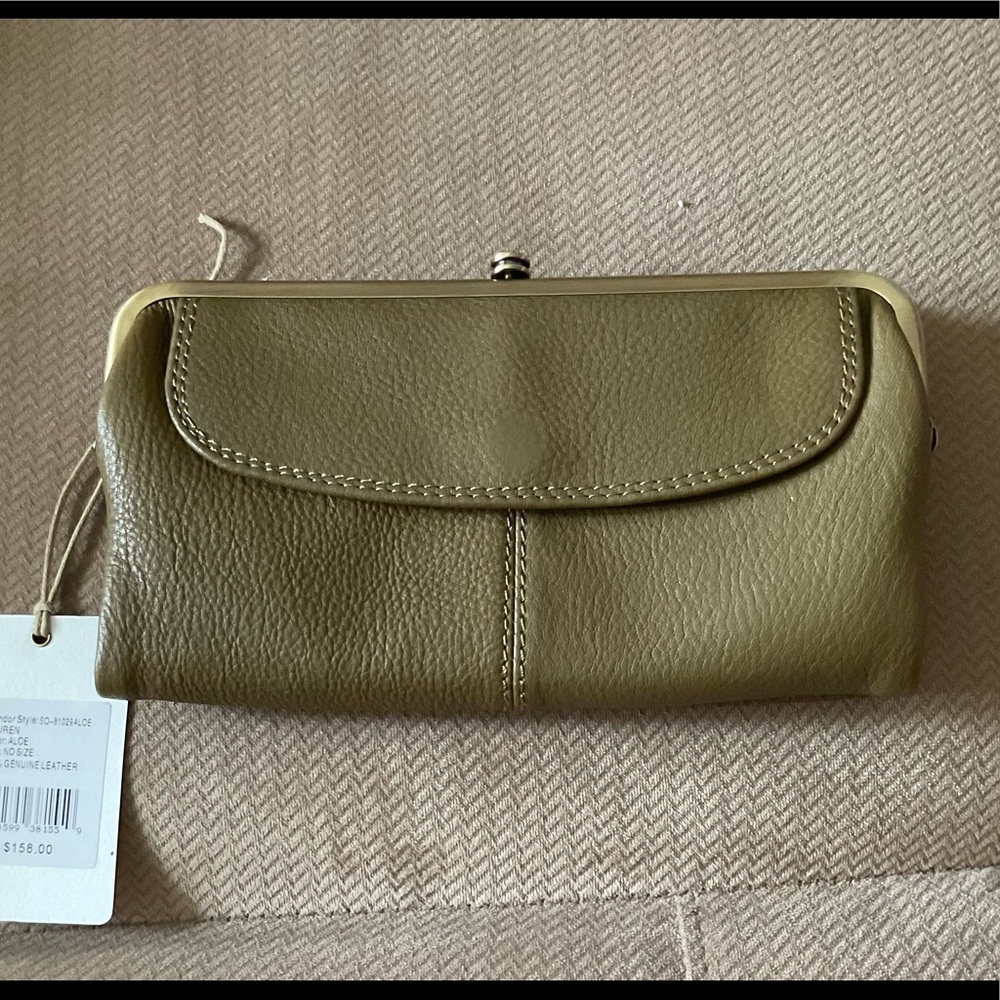 HOBO leather wallet in olive green